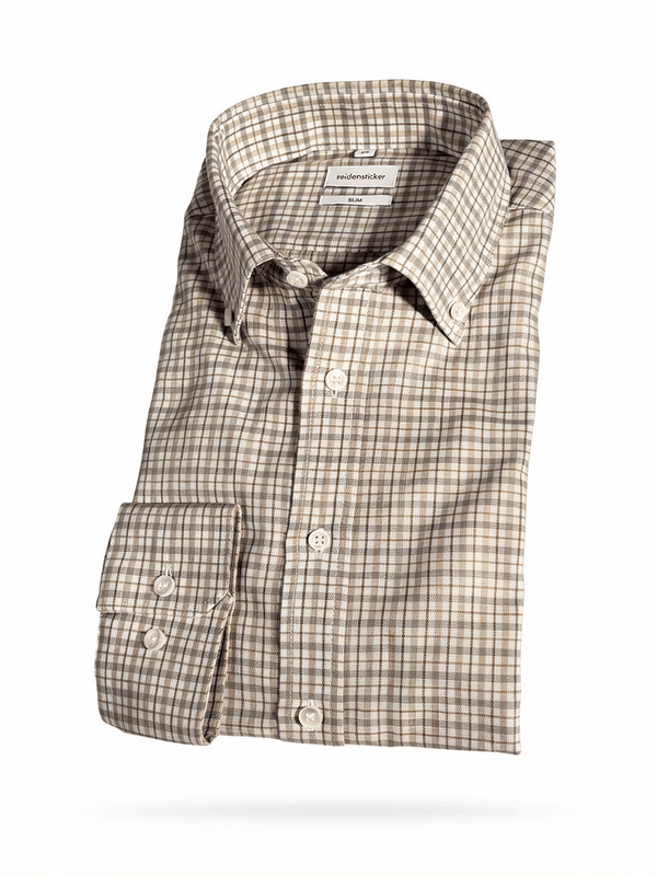 Seidensticker Slim Flannel Shirt – Beige Tern - Connoisseur - cph.dk